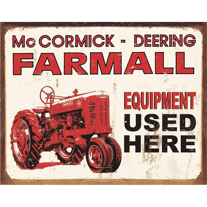 Plechová cedule Farmall - Equip Used Here 40 cm x 32 cm a