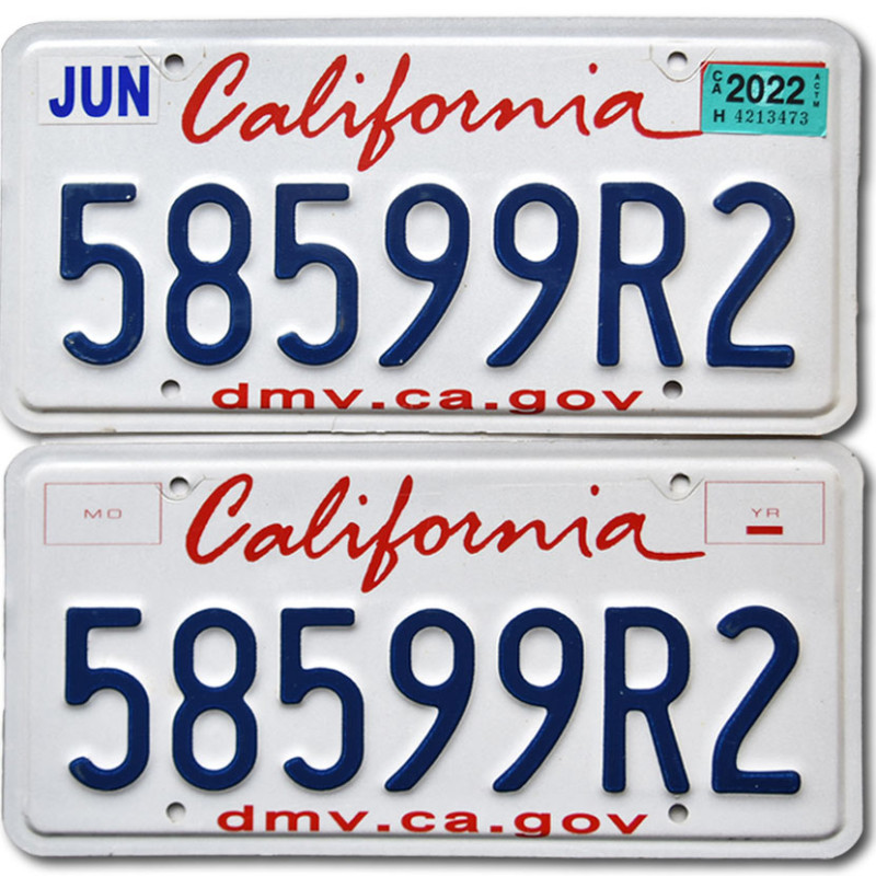 Americká ŠPZ California 58599R2 pár