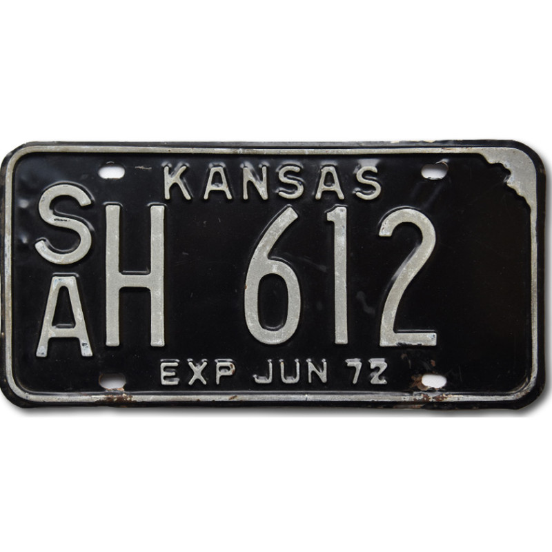 Americká ŠPZ Kansas 1972 Black SAH 612
