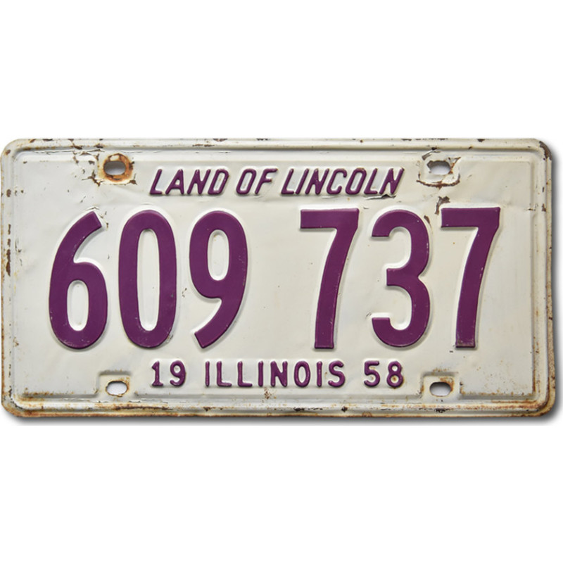 Americká ŠPZ Illinois 1958 White 609 737