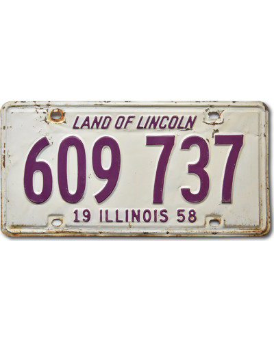 Americká ŠPZ Illinois 1958 White 609 737