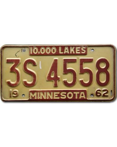 Americká ŠPZ Minnesota 1962 Lakes 3S 4558