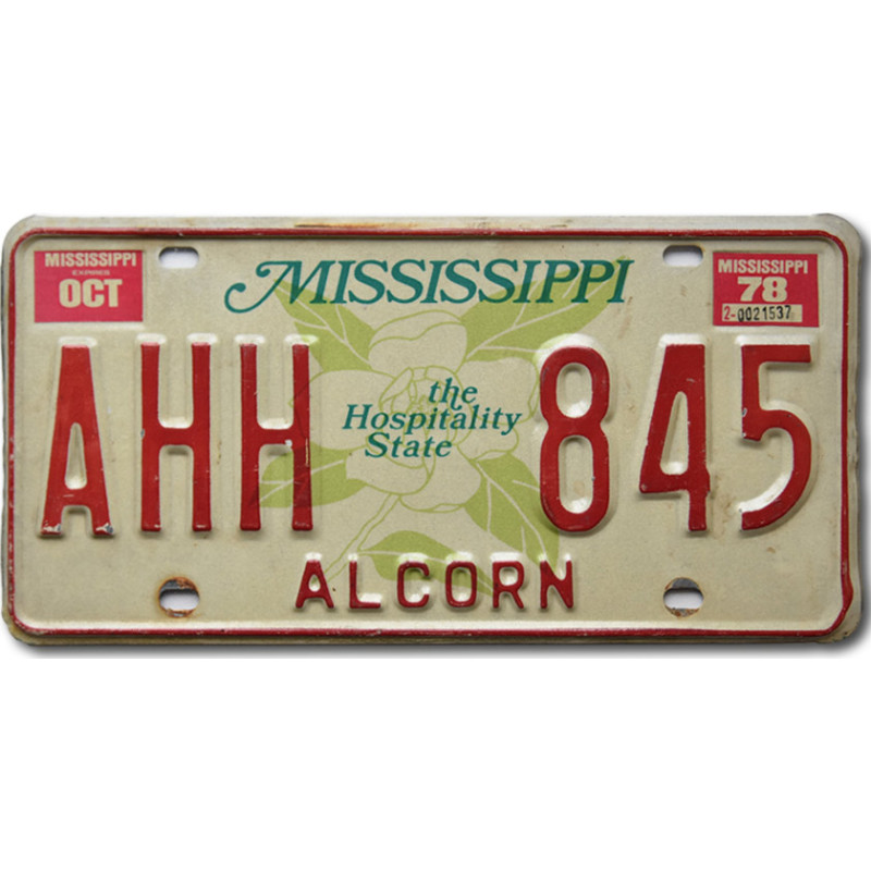 Americká ŠPZ Mississippi 1978 Alcorn AHH 845