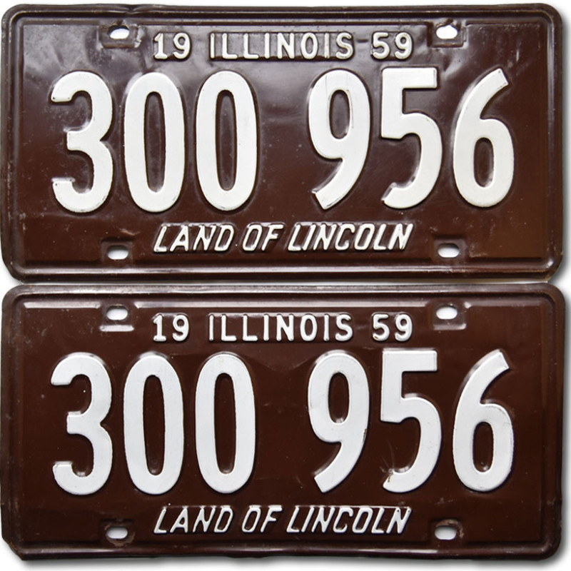 Americká ŠPZ Illinois 1959 Brown 300 956 pár