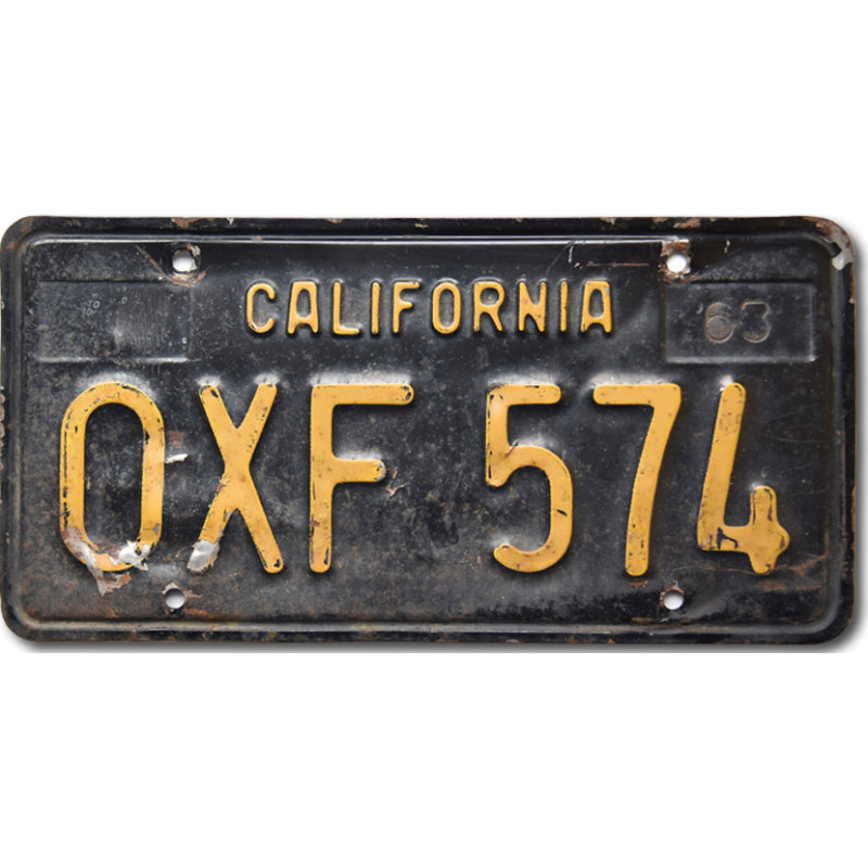 Americká ŠPZ California 1963 Black OXF-574
