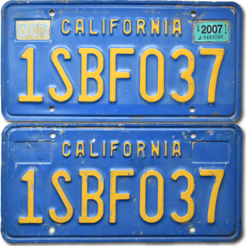 Americká ŠPZ California Blue 1SBF037 pár