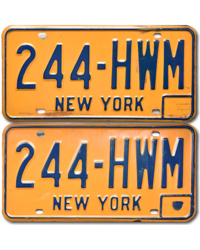 Americká ŠPZ New York Yellow 244-HWM pár