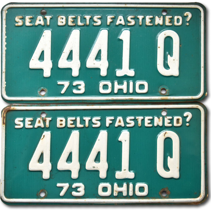 Americká ŠPZ Ohio 1973 Seat Belts 4440-Q pár