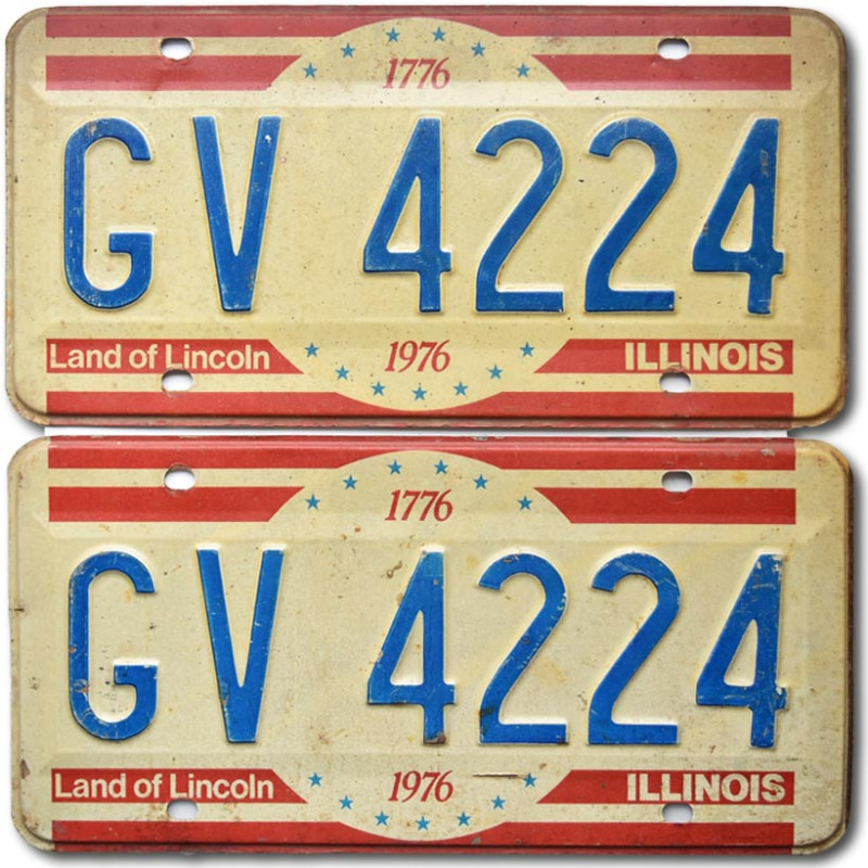 Americká ŠPZ Illinois 1976 Land of Lincoln GV-4224 pár