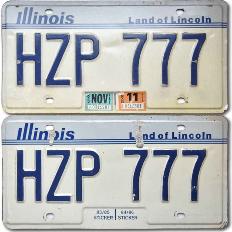 Americká ŠPZ Illinois Land of Lincoln HZP-777 pár