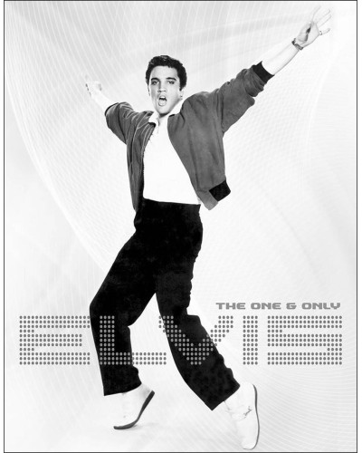 Plechová ceduľa Elvis Presley Black and White 40 cm x 32 cm