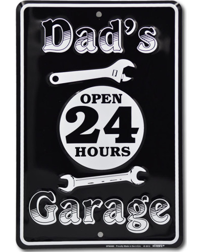 Plechová ceduľa Dads garage open 24 hours 20 cm x 30 cm