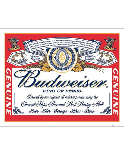 Plechová ceduľa Budweiser Label 32 cm x 40 cm