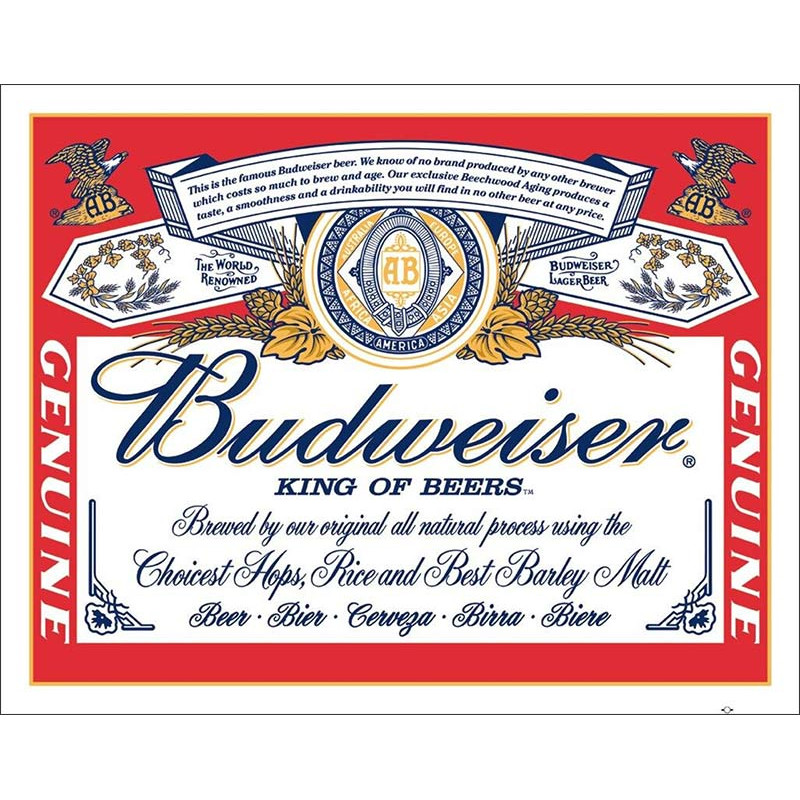 Plechová ceduľa Budweiser Label 32 cm x 40 cm