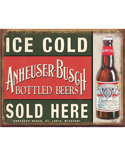 Plechová ceduľa Anheuser Busch Ice Cold 32 cm x 40 cm