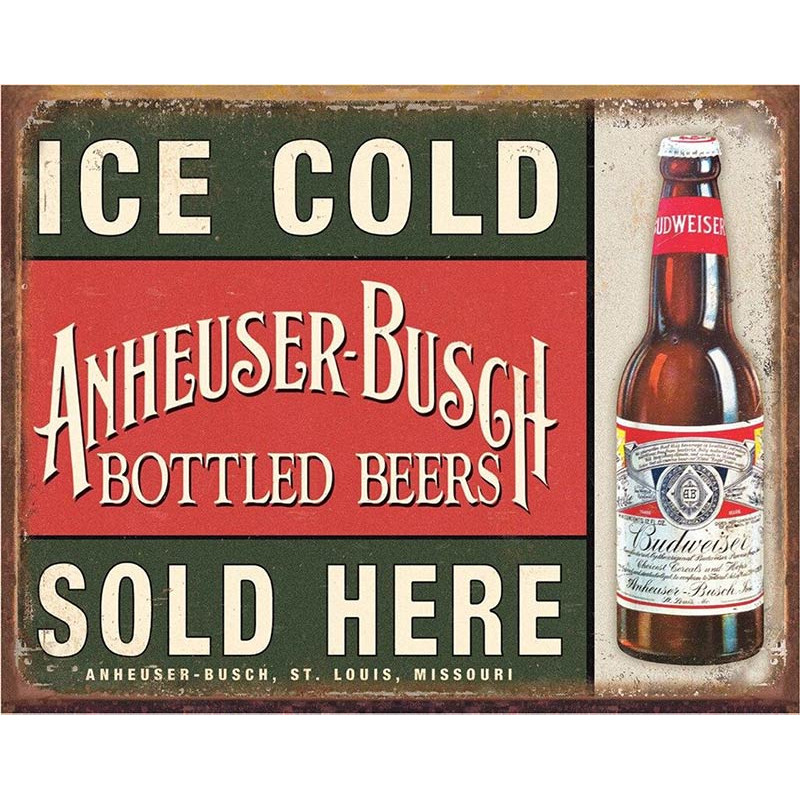 Plechová ceduľa Anheuser Busch Ice Cold 32 cm x 40 cm