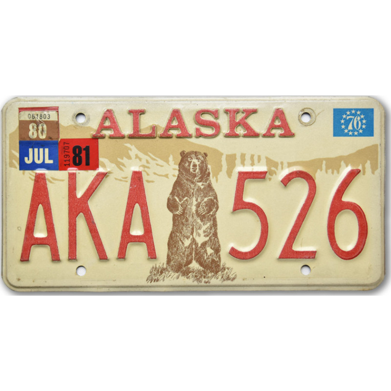 Americká ŠPZ Alaska Bear 1976 AKA 526