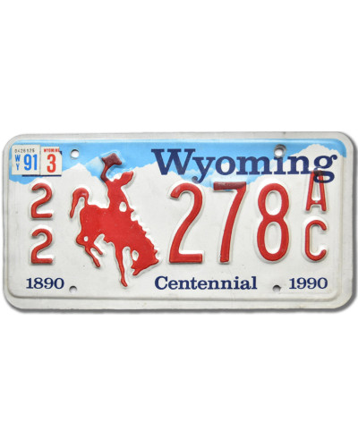 Americká ŠPZ Wyoming 1990 Centennial 22-278AC