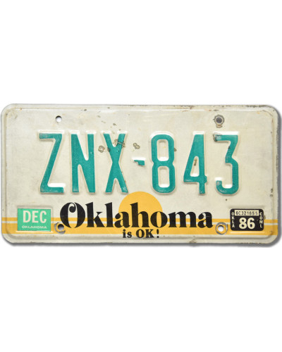 Americká ŠPZ Oklahoma is OK ZNX-843