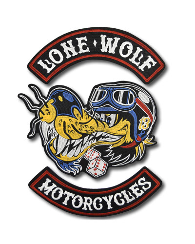 Moto nášivka Lone Wolf Motorcycles XXL na záda 28 cm x 20 cm