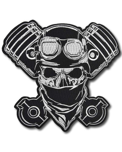 Moto nášivka Skull in mask XXL na záda 29 cm x 27 cm