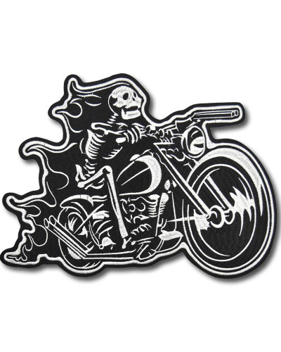Moto nášivka Skeleton on Bike XXL na záda 30 cm x 24 cm