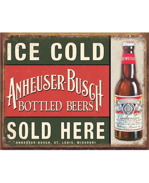 Plechová cedule Anheuser Busch Ice Cold 32 cm x 40 cm