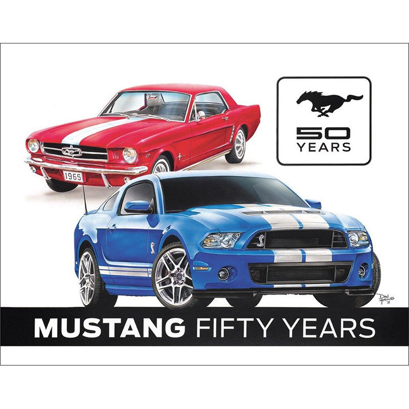 Plechová cedule Ford Mustang Fifty Years 40 cm x 32 cm