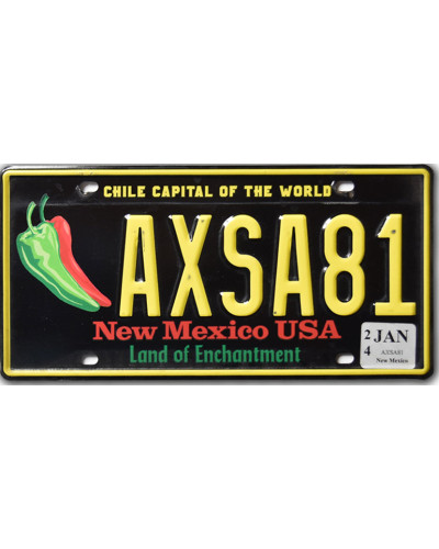 Americká SPZ New Mexico Chile Capital AXSA81