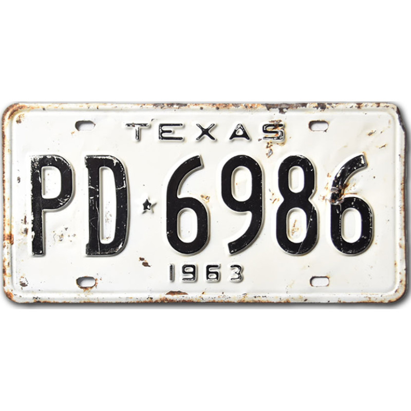 Americká ŠPZ Texas 1963 White PD-6986