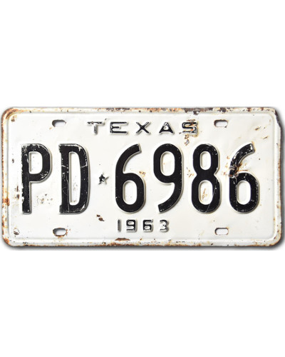 Americká ŠPZ Texas 1963 White PD-6986