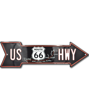 Plechová cedule US 66 Highway arrow 15cm x 50cm