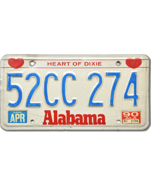 Americká ŠPZ Alabama Heart