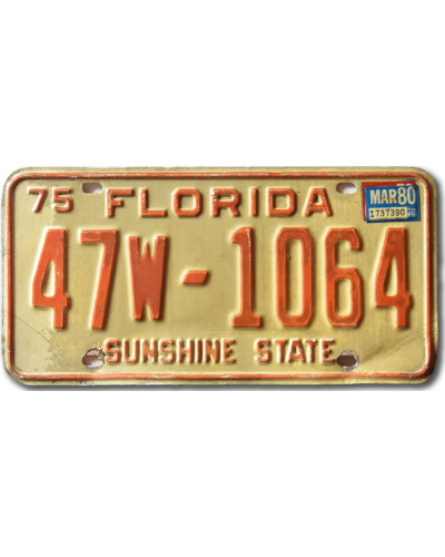 Americká SPZ Florida 1975 Sunshine State 47W-1064