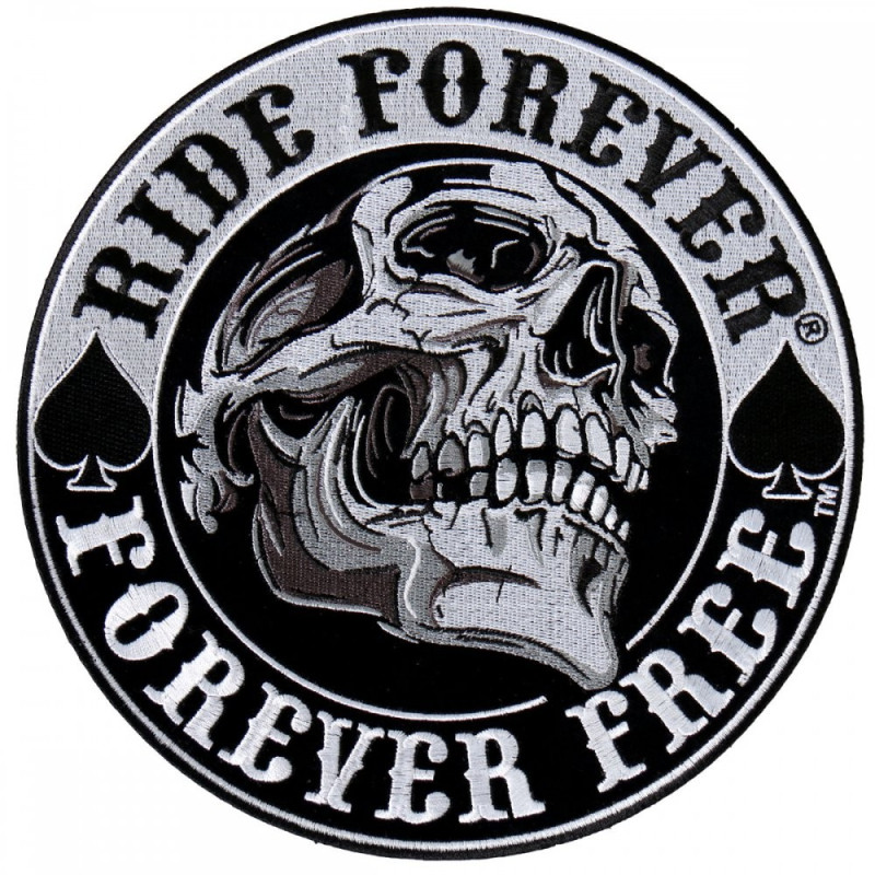 Moto nášivka Ride Forever Spade Skull 12 cm