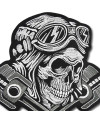 Moto nášivka Pistons Skull XXL na chrbát 28 cm x 26 cm