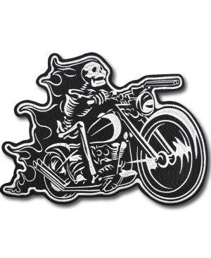 Moto nášivka Skeleton on Bike XXL na chrbát 30 cm x 24 cm