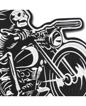Moto nášivka Skeleton on Bike XXL na chrbát 30 cm x 24 cm