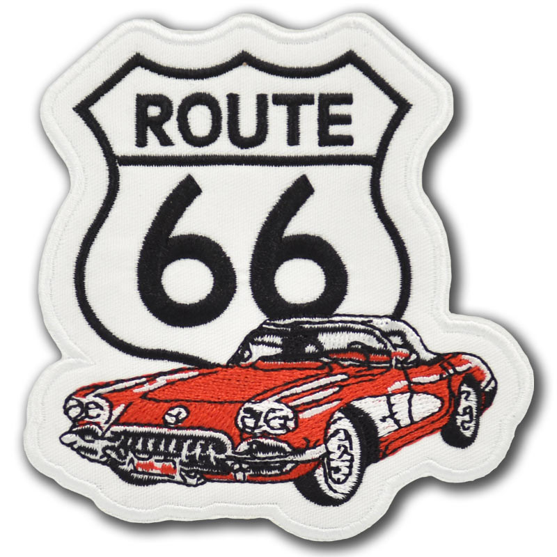 Moto nášivka Route 66 Corvette 9 cm x 9 cm