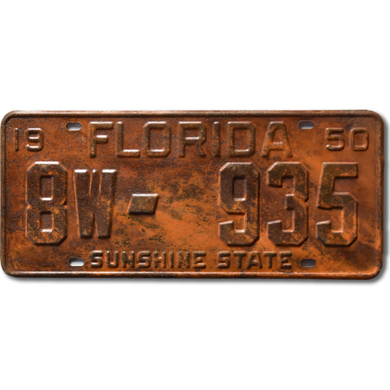 Americká ŠPZ Florida 1950 Rusty 8W-935