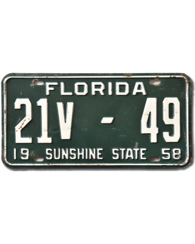 Americká ŠPZ Florida Sunshine State 1958 Green 21V-49