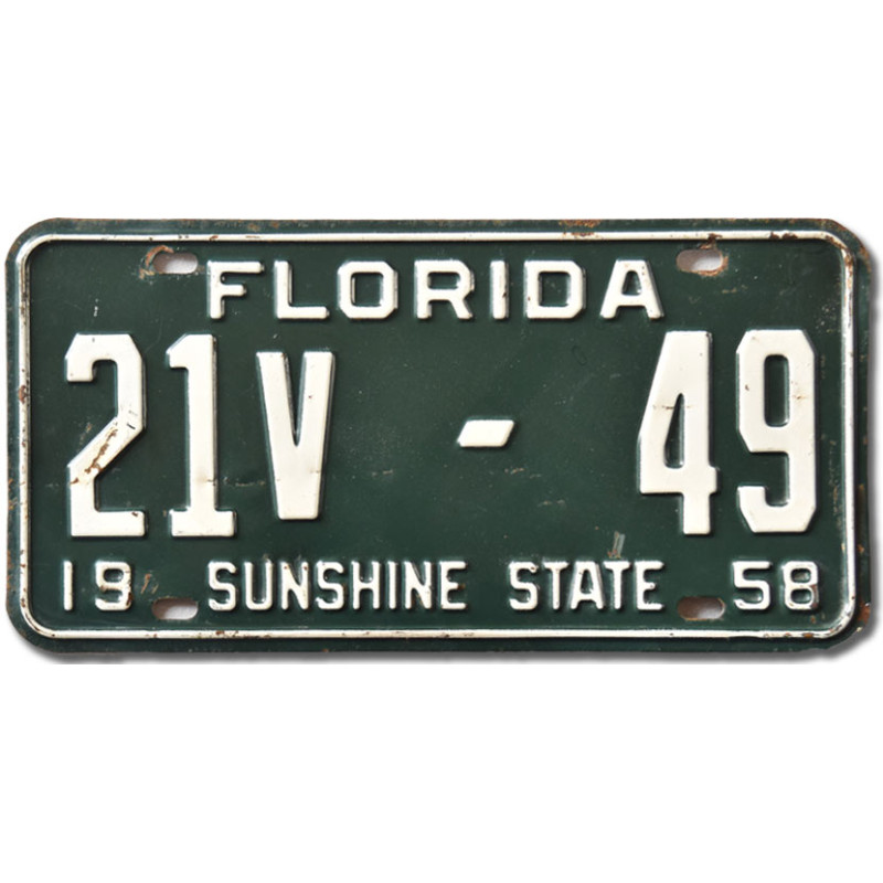 Americká ŠPZ Florida Sunshine State 1958 Green 21V-49