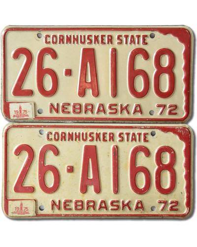 Americká ŠPZ Nebraska 1972 Cornhusker 26-A168 pár