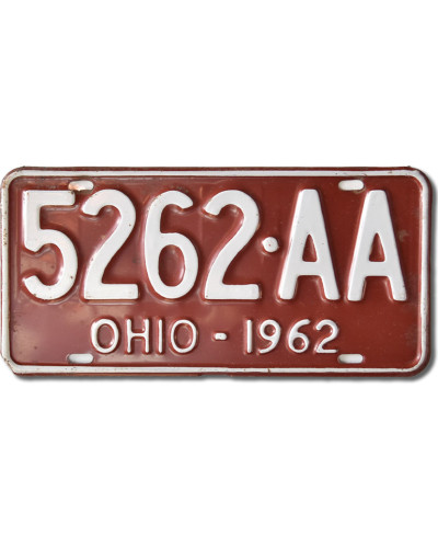 Americká ŠPZ Ohio 1962 Red 5262-AA