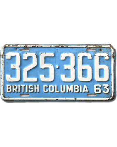 Americká SPZ British Columbia 1963 Blue 325-366