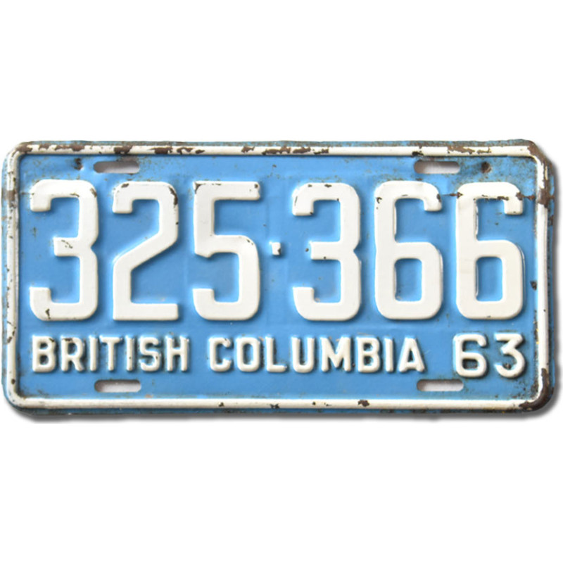 Americká SPZ British Columbia 1963 Blue 325-366