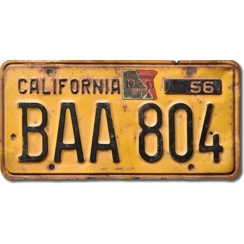 Americká SPZ California 1956 Yellow BAA 804