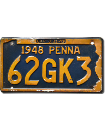 Americká ŠPZ Pennsylvania 1948 Penna 62GK3