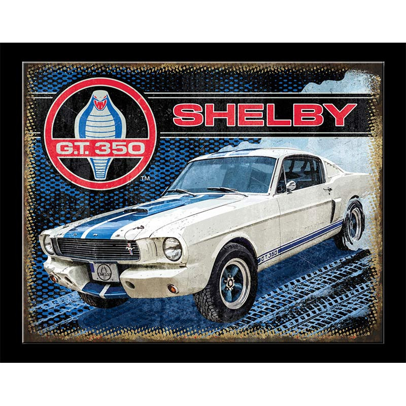 Plechová ceduľa Shelby Cobra GT 350 white 40 cm x 32 cm