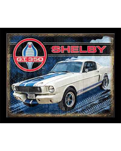 Plechová ceduľa Shelby Cobra GT 350 white 40 cm x 32 cm